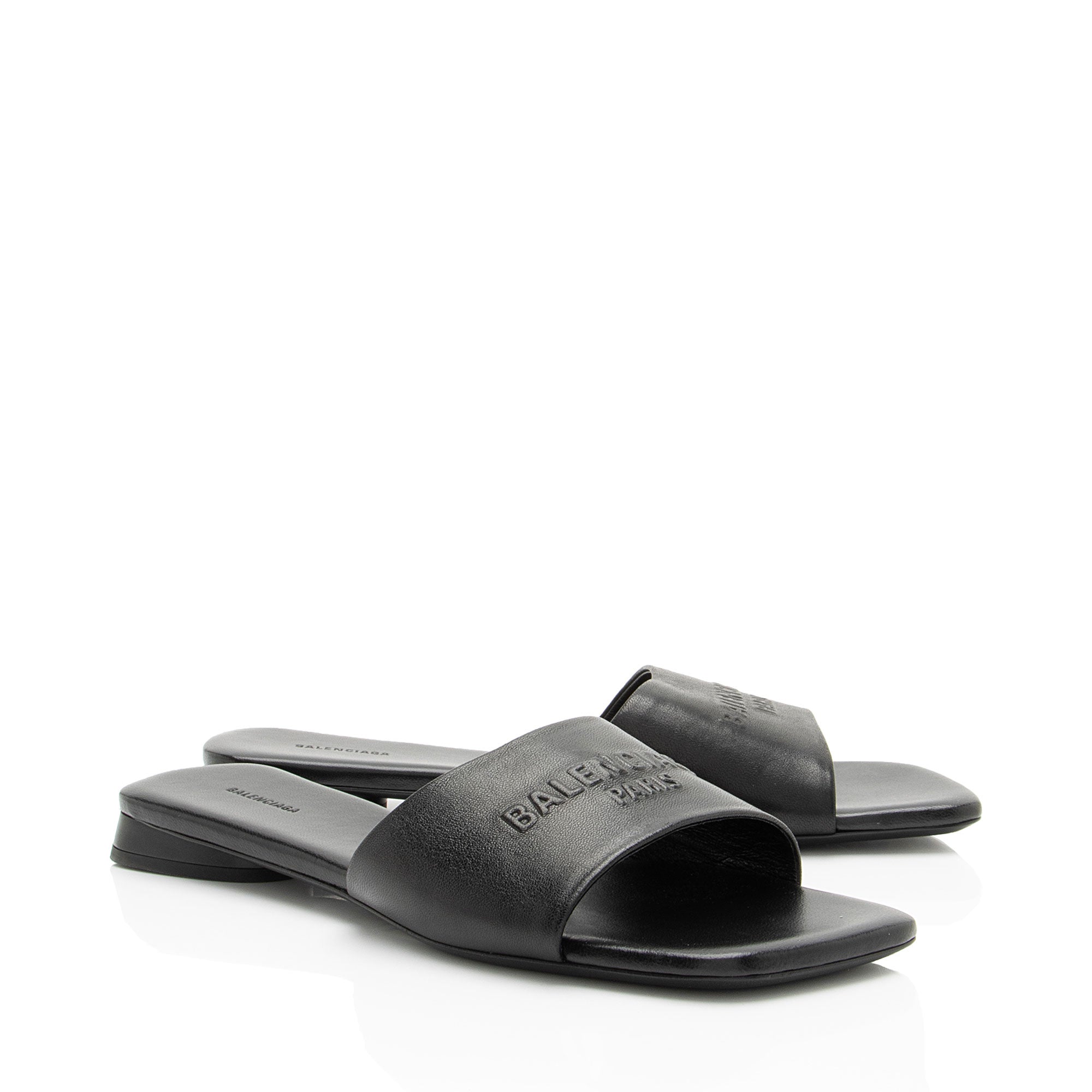Balenciaga Leather Duty Free Slides - Size 7 / 37