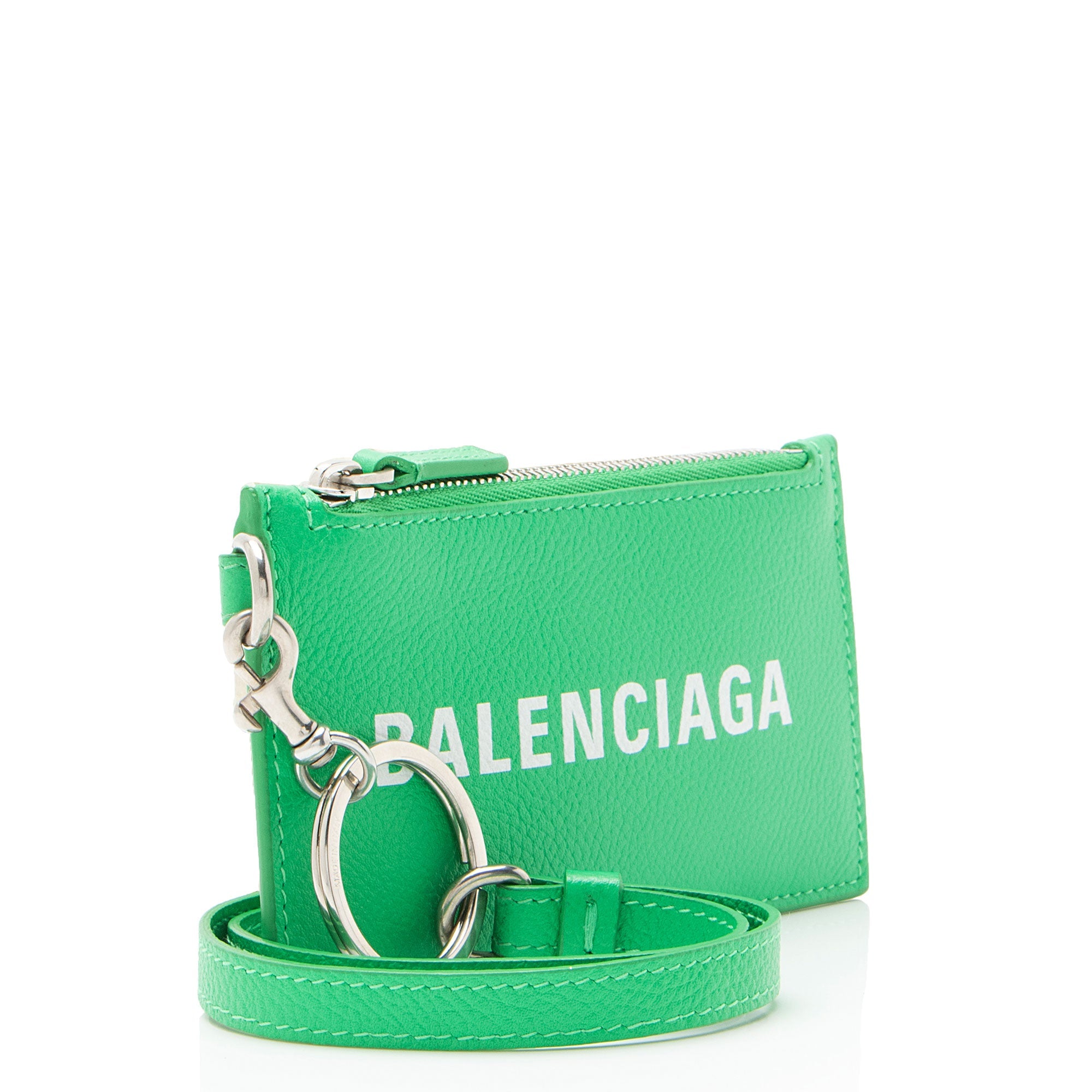 Balenciaga Leather Logo Card Holder On Strap
