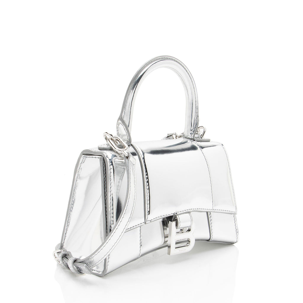 Balenciaga Metallic Calfskin Hourglass XS Top Handle