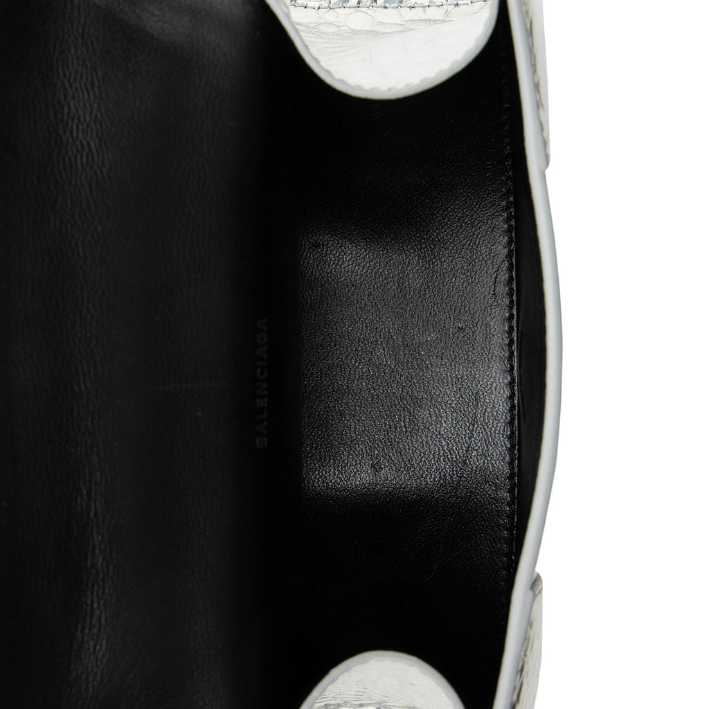 Balenciaga Metallic Croc Embossed Calfskin Hourglass XS Top Handle
