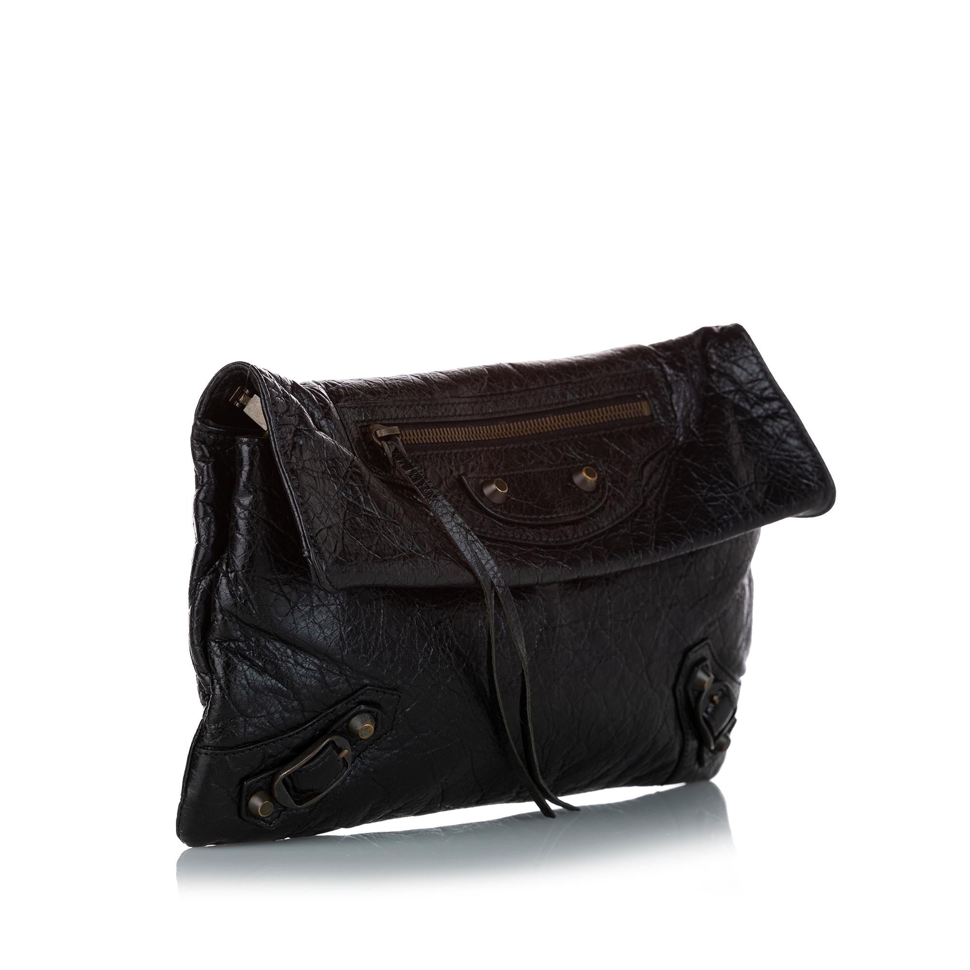 Balenciaga Motocross Classic Envelope Lambskin Leather Crossbody Bag (SHG-26683)