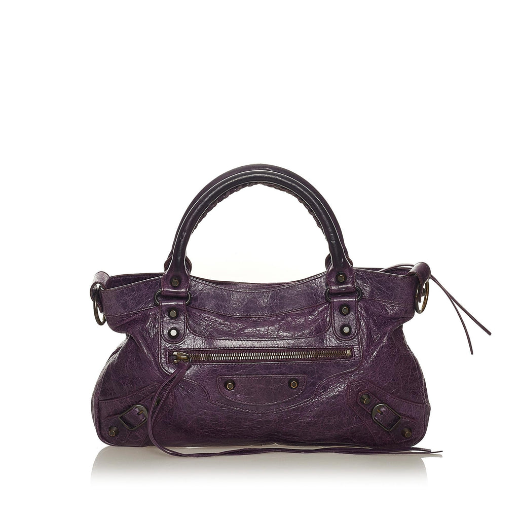 Balenciaga Motocross Classic First Lambskin Leather Satchel (SHG-27480)