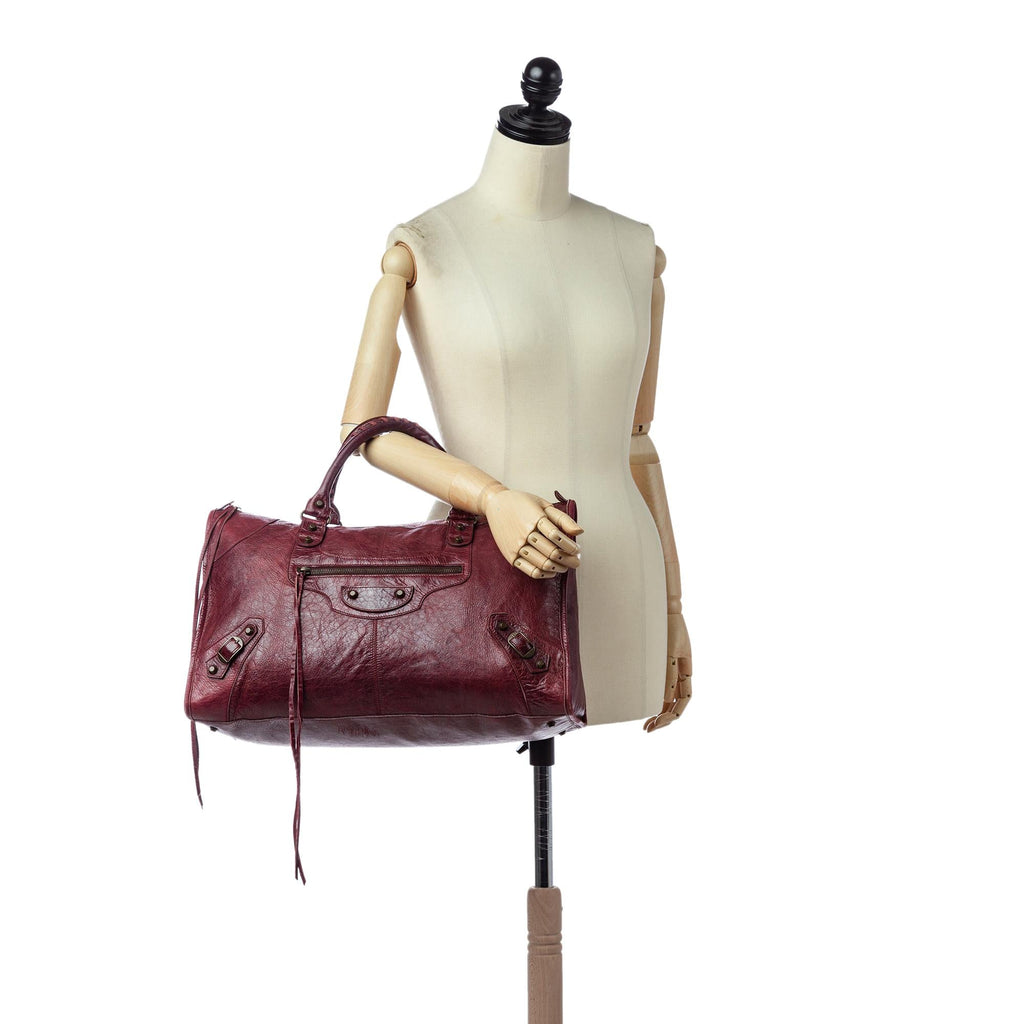 Balenciaga Motocross Classic Work Lambskin Leather Handbag (SHG-28262)