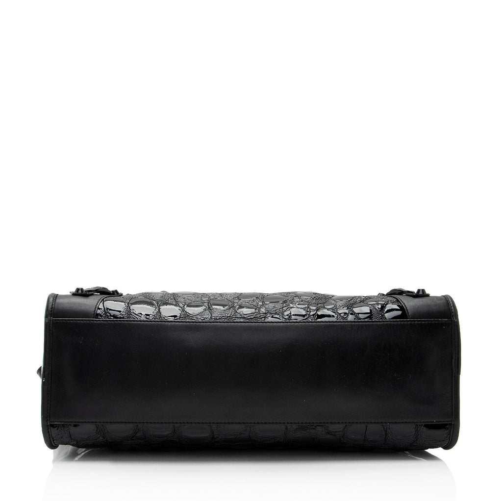 Balenciaga Patent Embossed Leather Classic City Satchel (SHF-RmwiHx)