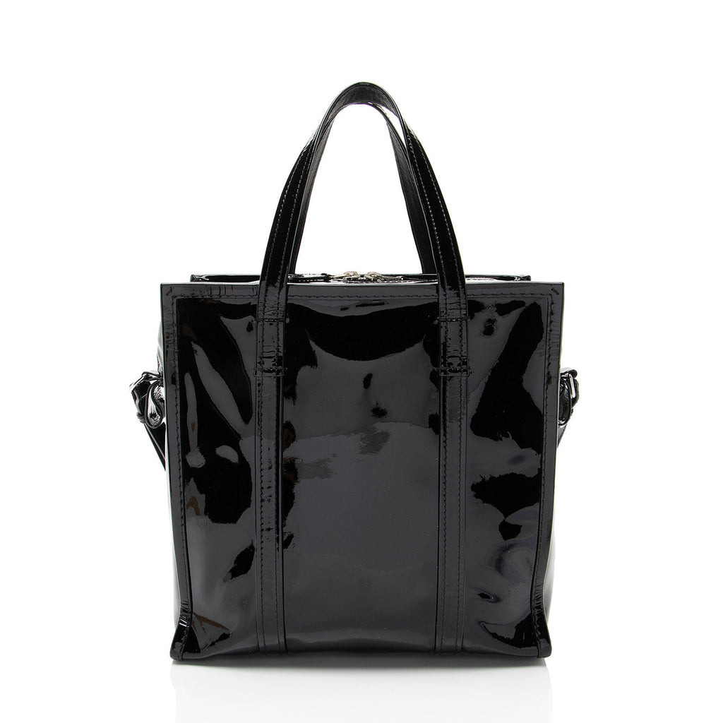 Balenciaga Patent Leather Bazar Small Shopper Tote