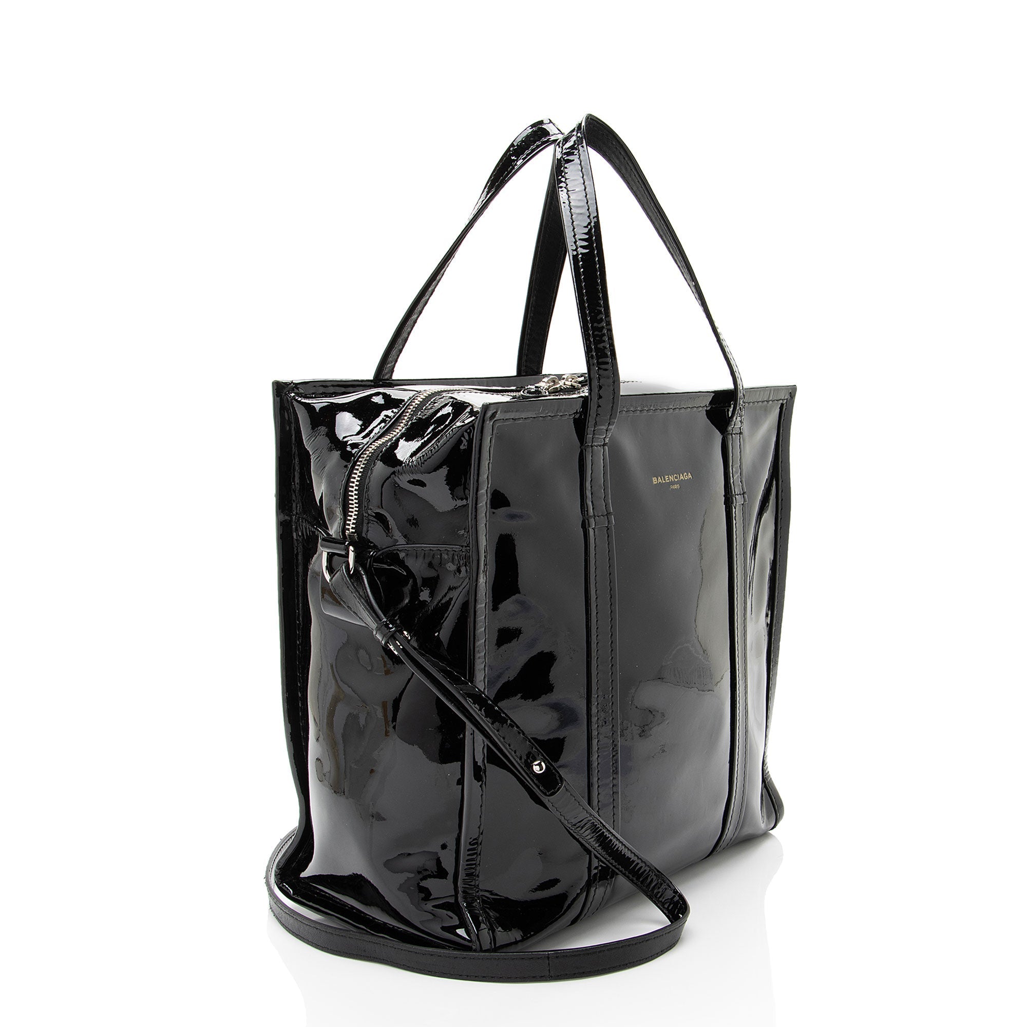 Balenciaga Patent Leather Bazar Small Shopper Tote