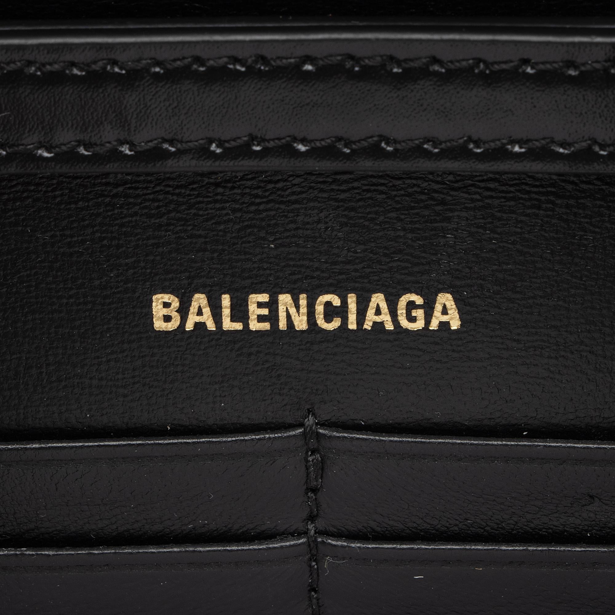 Balenciaga Shiny Calfskin Hourglass Wallet on Chain Bag (SHF-RgTbFx)