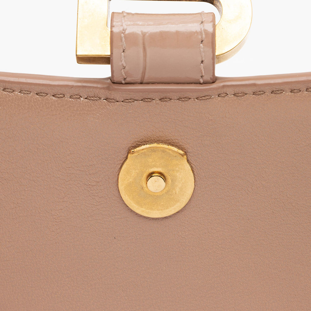 Balenciaga Shiny Croc Embossed Calfskin Hourglass Chain Bag (SHF-ZdcMW4)