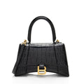 Balenciaga Shiny Croc Embossed Calfskin Hourglass Small Top Handle