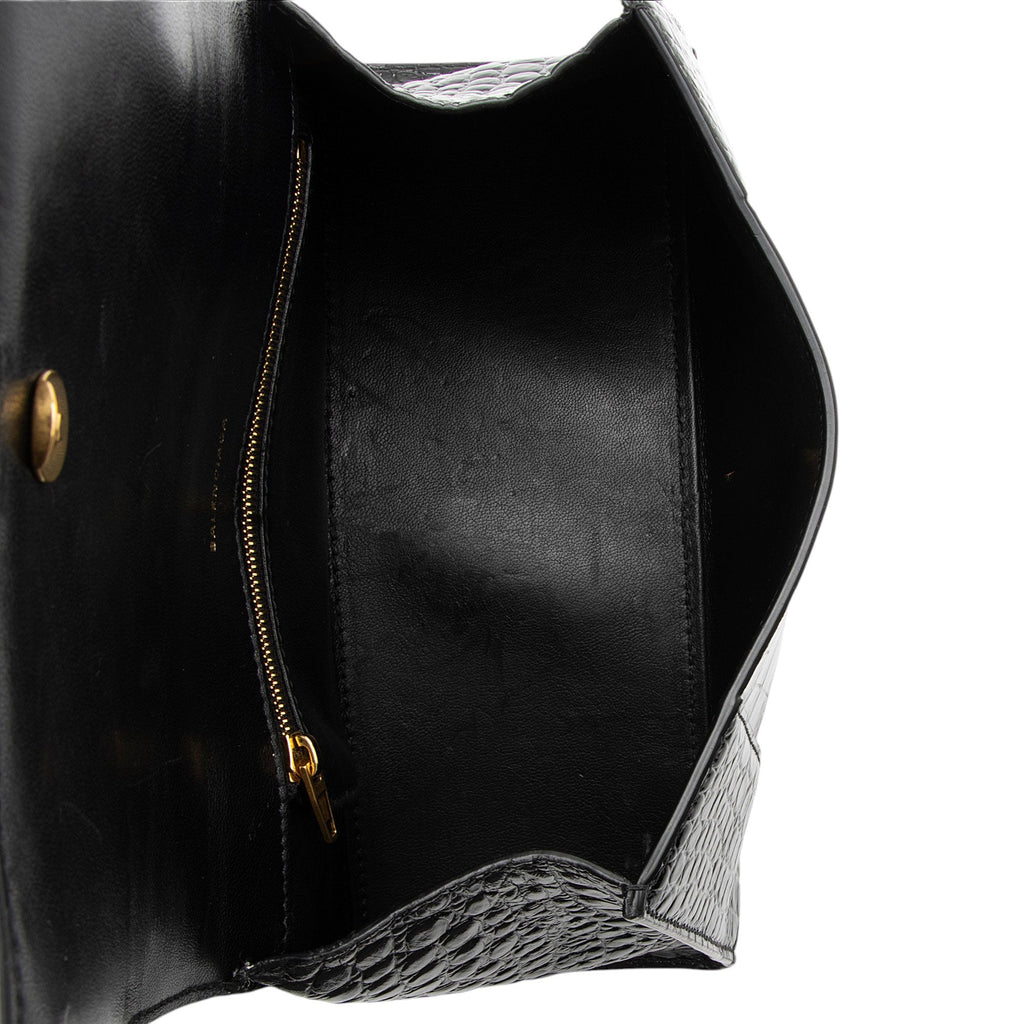 Balenciaga Shiny Croc Embossed Calfskin Hourglass Small Top Handle