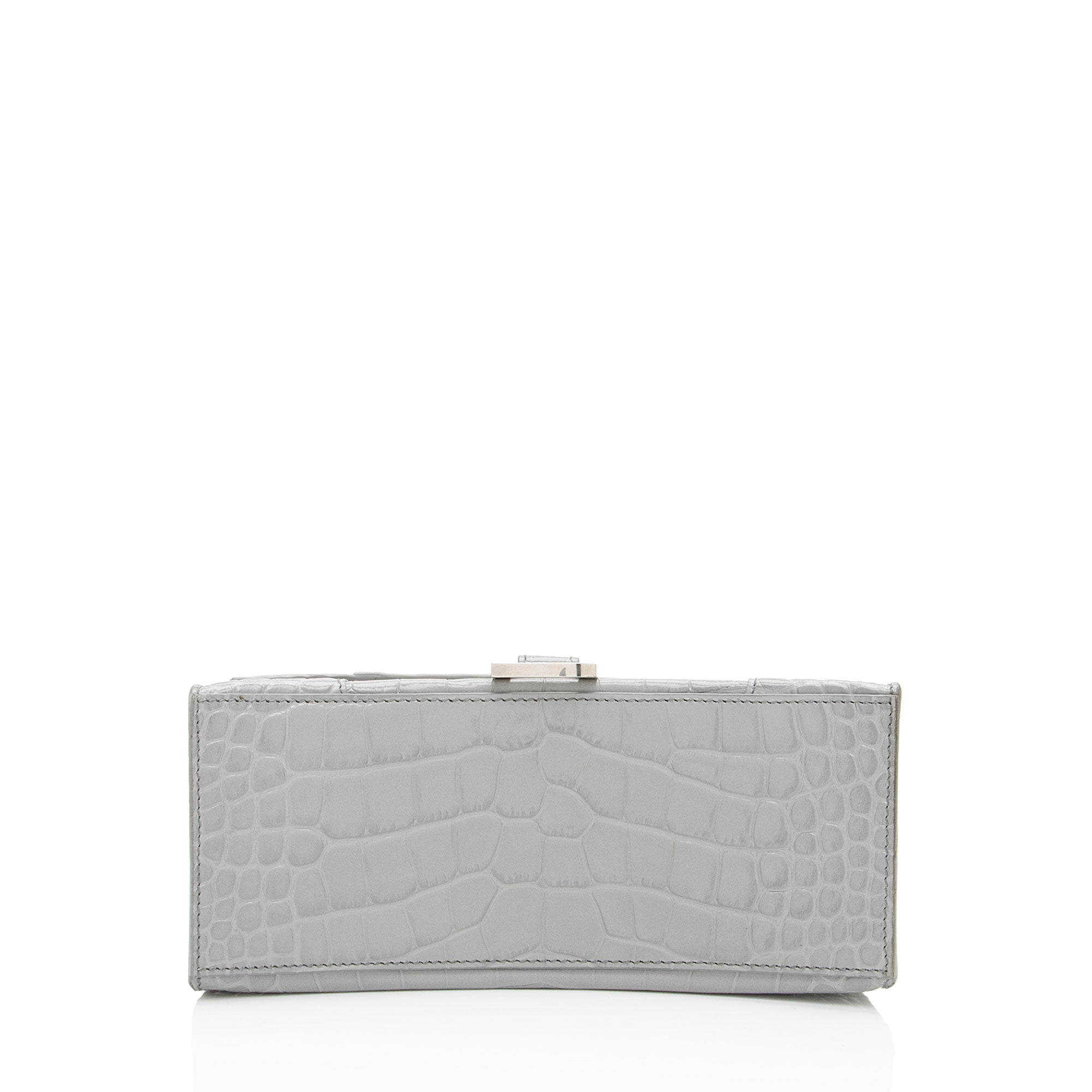 Balenciaga Shiny Croc Embossed Calfskin Hourglass Small Top Handle