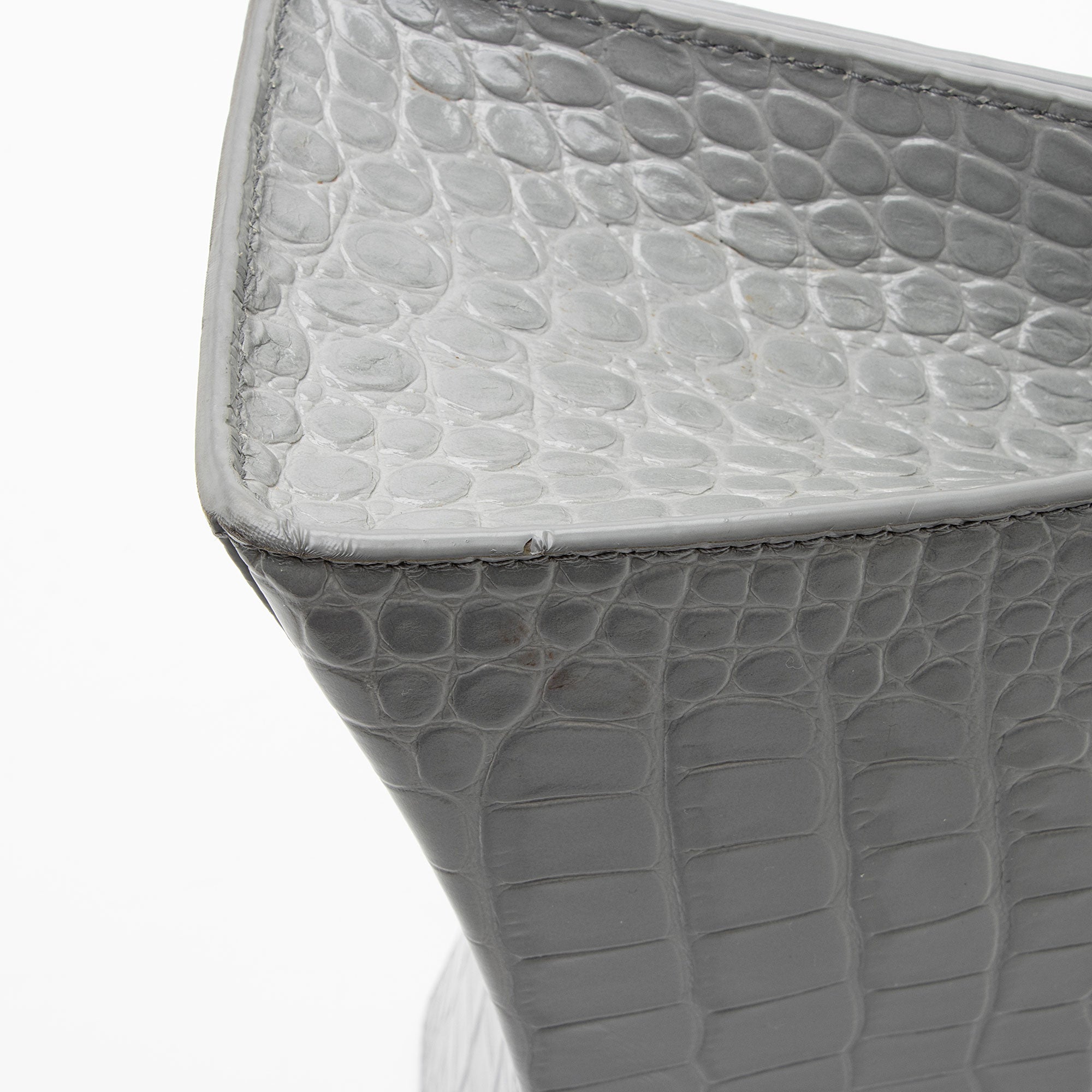 Balenciaga Shiny Croc Embossed Calfskin Hourglass Small Top Handle