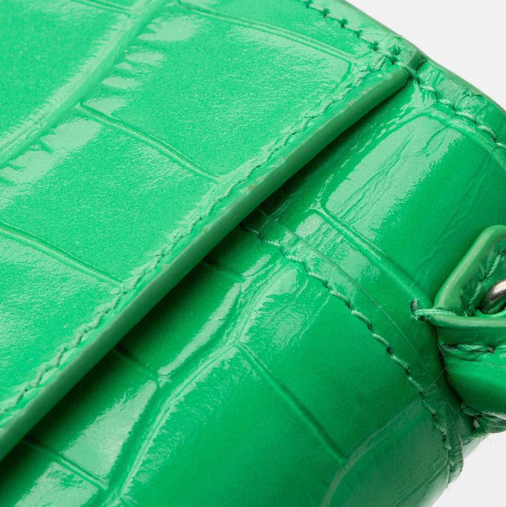 Balenciaga Shiny Croc Embossed Calfskin Hourglass Super Nano Top Handle