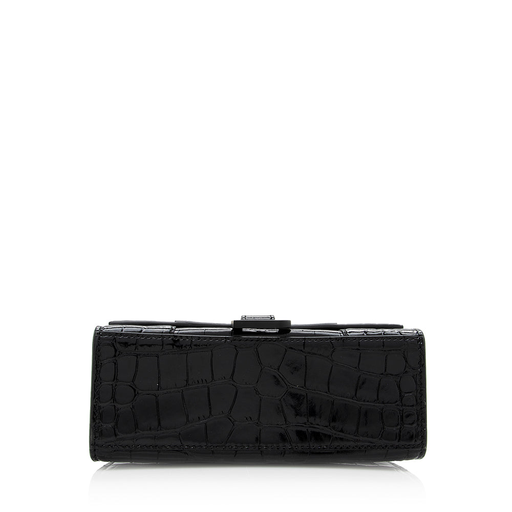 Balenciaga Shiny Croc Embossed Calfskin Hourglass XS Satchel (SHF-20783)