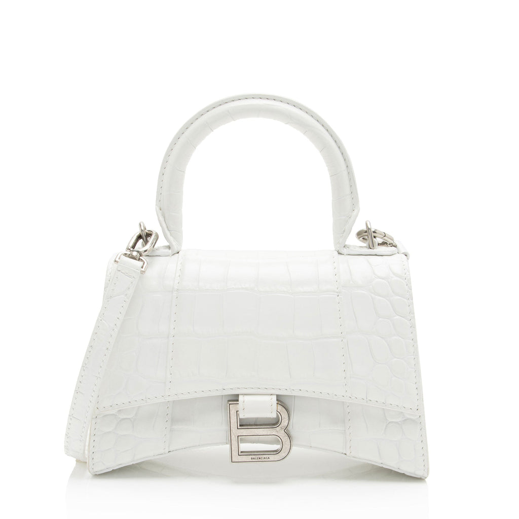 Balenciaga Shiny Croc Embossed Calfskin Hourglass XS Top Handle (SHF-phP4Bs)