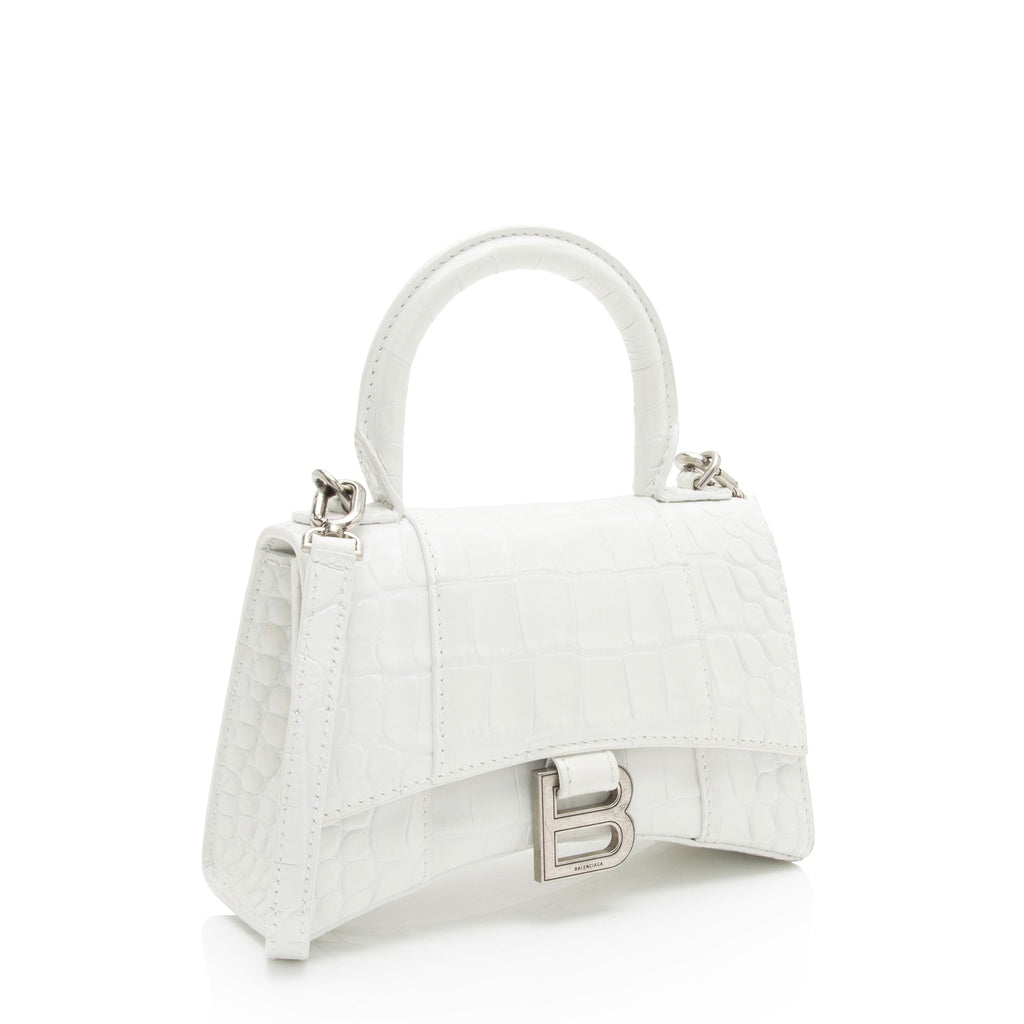 Balenciaga Shiny Croc Embossed Calfskin Hourglass XS Top Handle (SHF-phP4Bs)