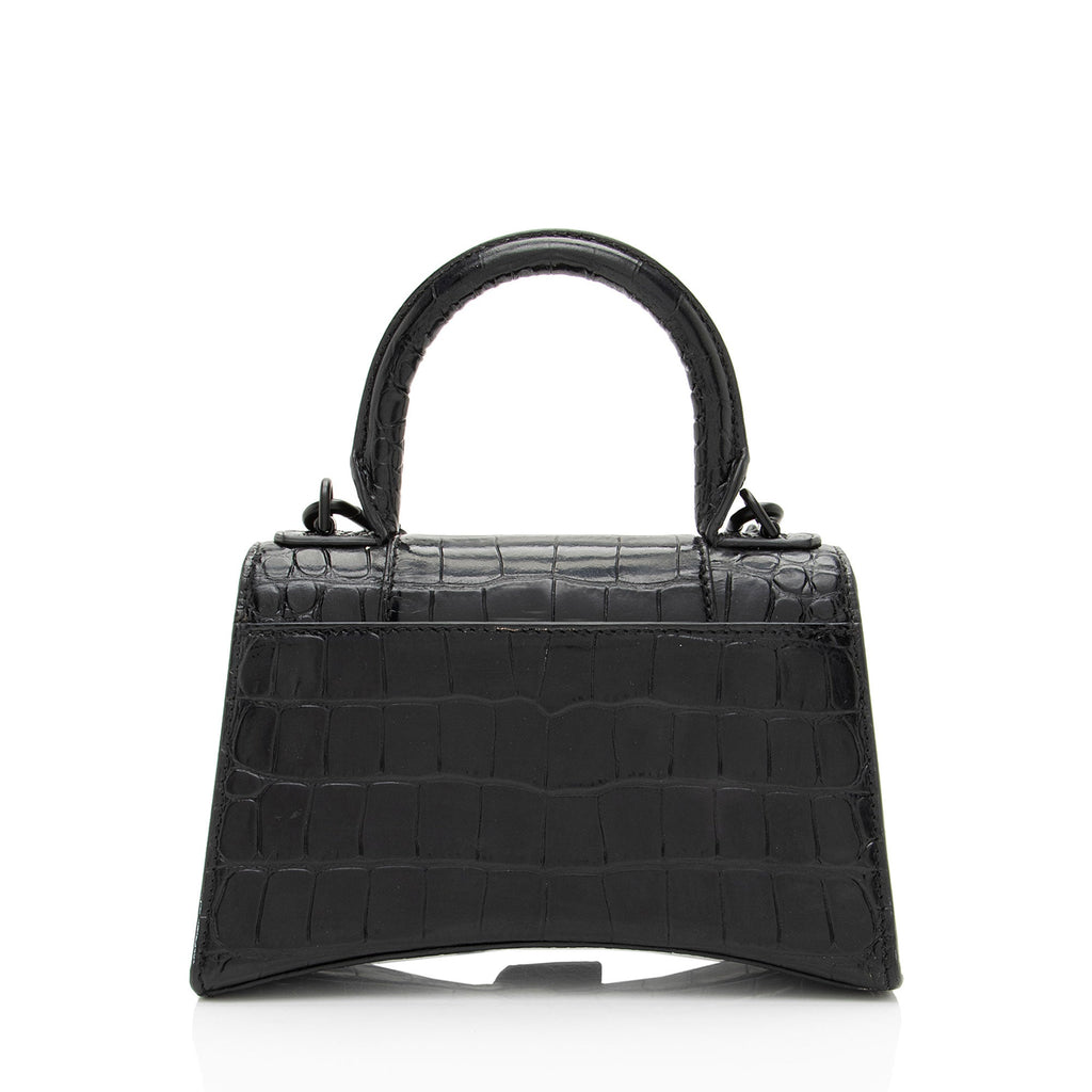 Balenciaga Shiny Croc Embossed Calfskin Hourglass XS Top Handle