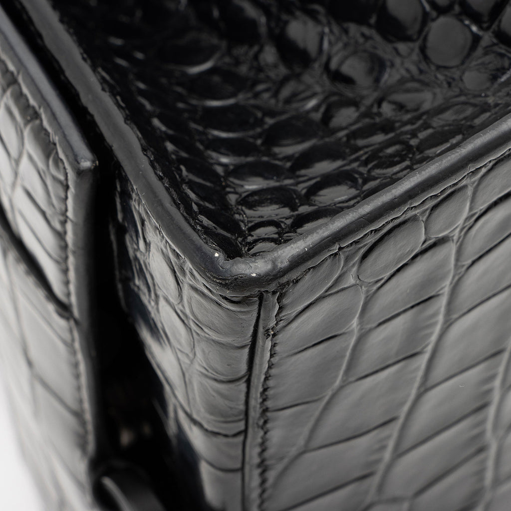 Balenciaga Shiny Croc Embossed Calfskin Hourglass XS Top Handle