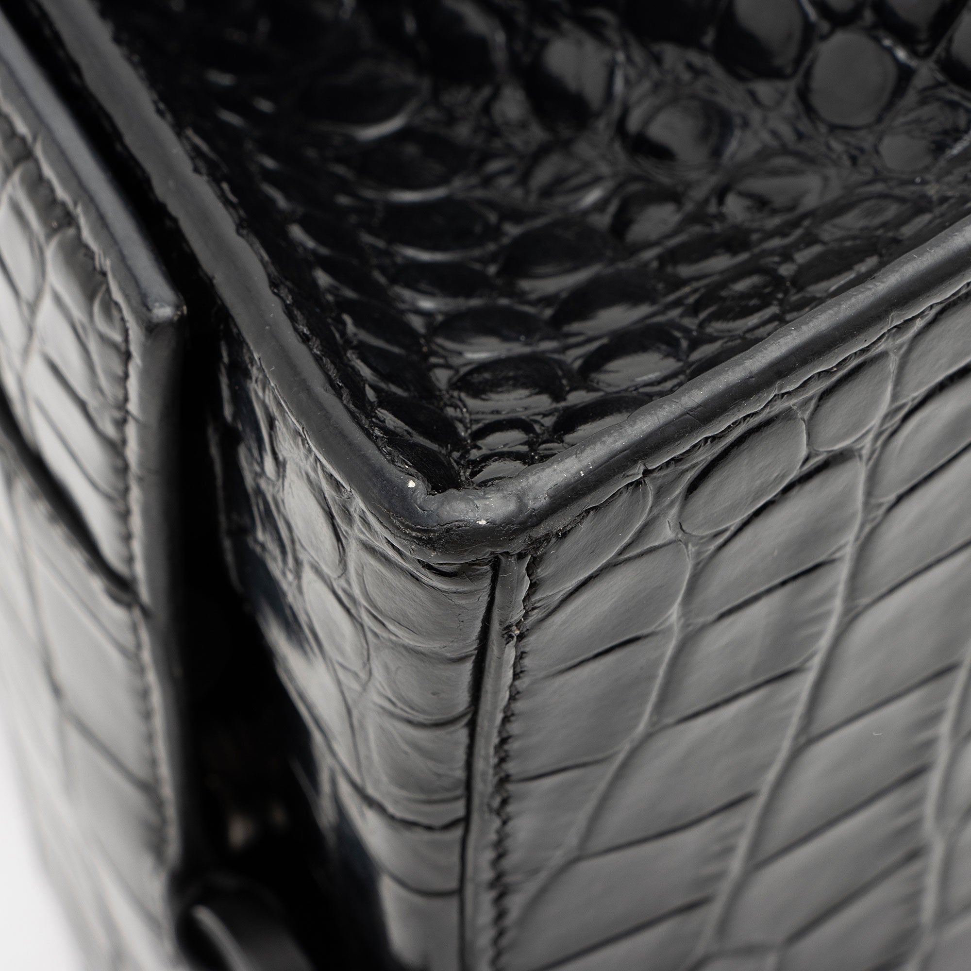 Balenciaga Shiny Croc Embossed Calfskin Hourglass XS Top Handle