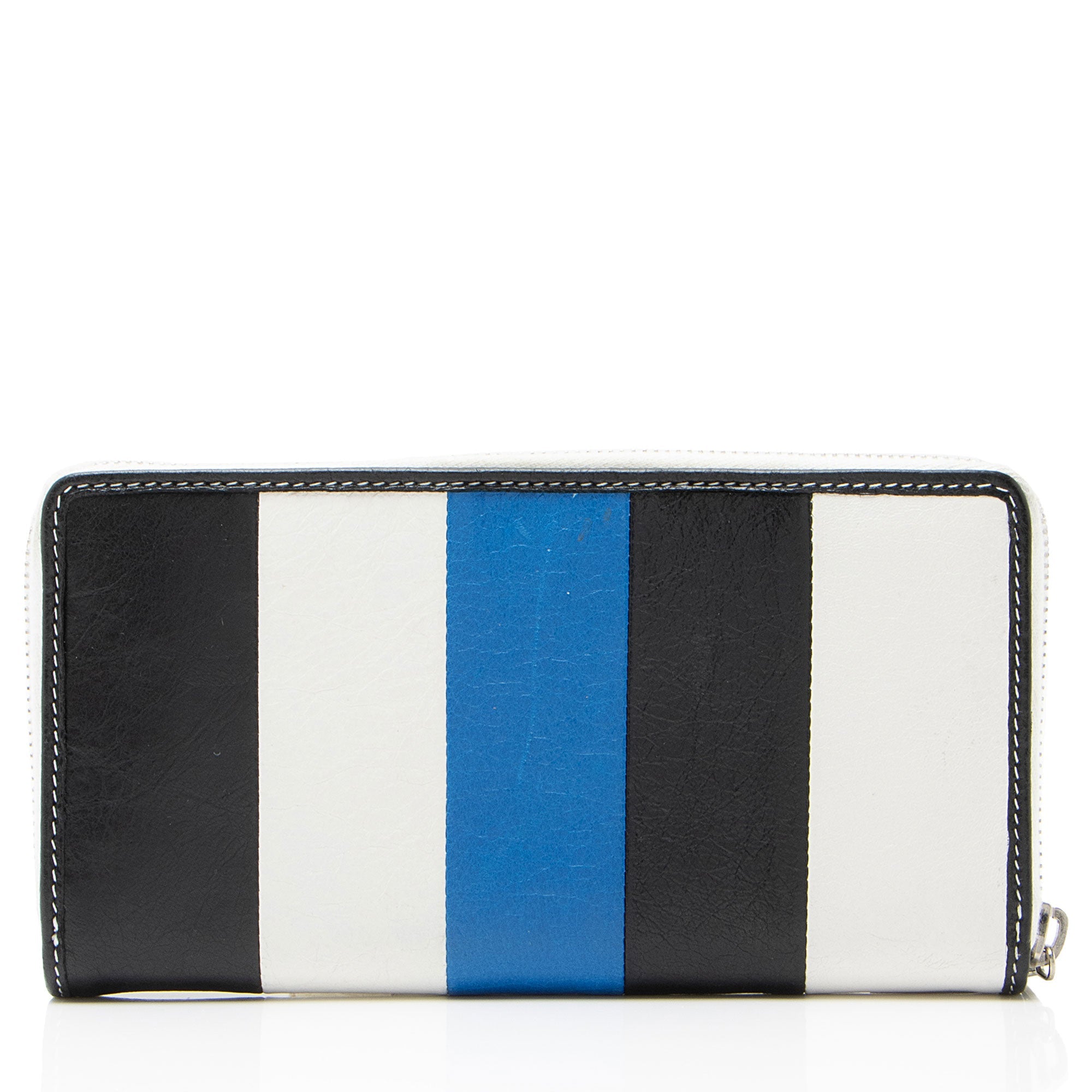Balenciaga Striped Veau Arena Bazar Zip Around Wallet