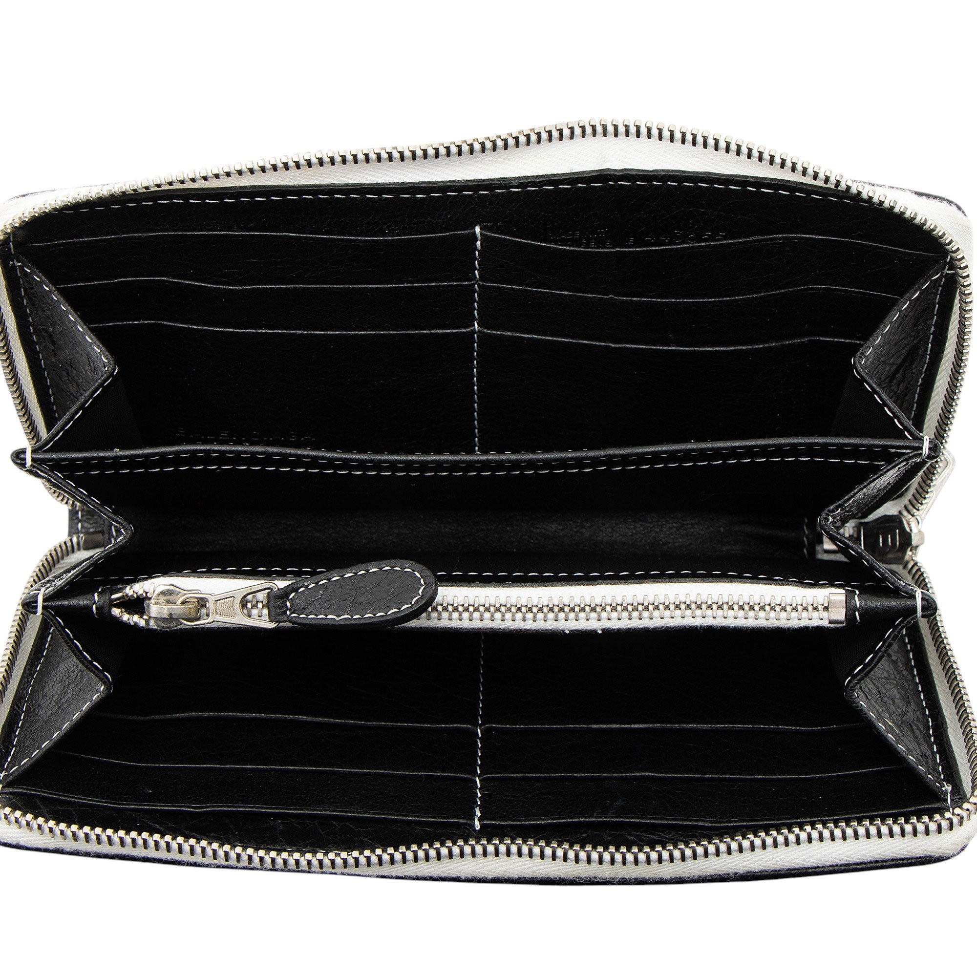 Balenciaga Striped Veau Arena Bazar Zip Around Wallet