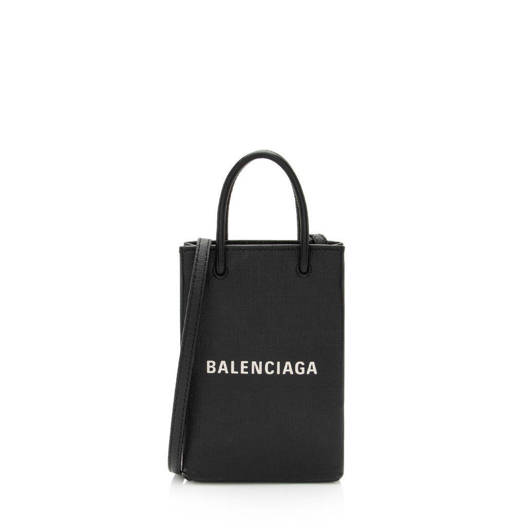 Balenciaga Textured Calfskin Phone Holder Crossbody
