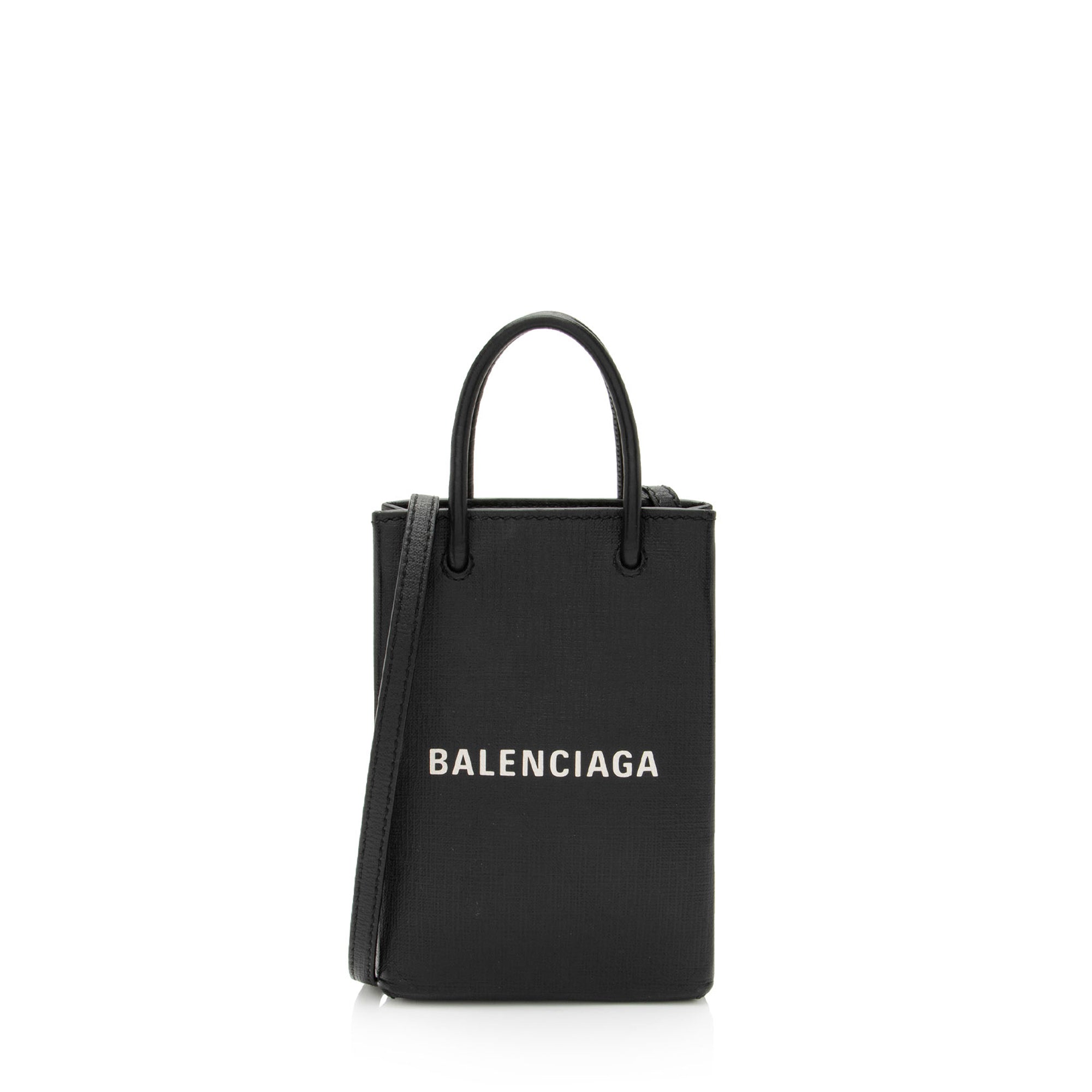 Balenciaga Textured Calfskin Phone Holder Crossbody