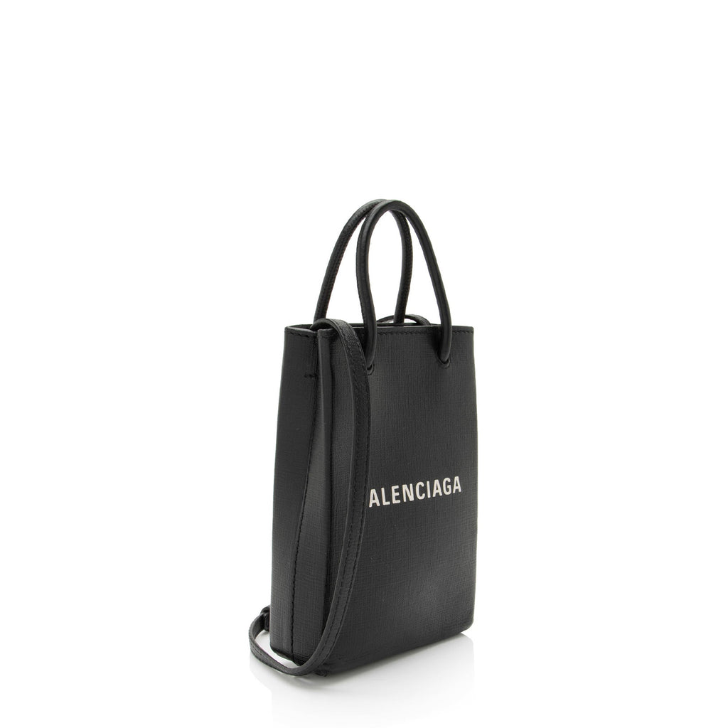 Balenciaga Textured Calfskin Phone Holder Crossbody