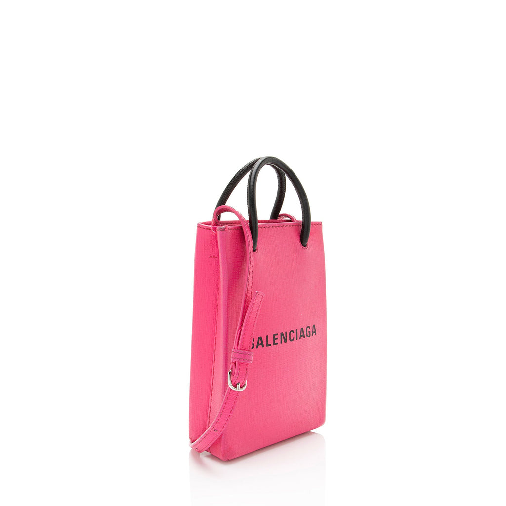 Balenciaga Textured Calfskin Phone Holder Crossbody