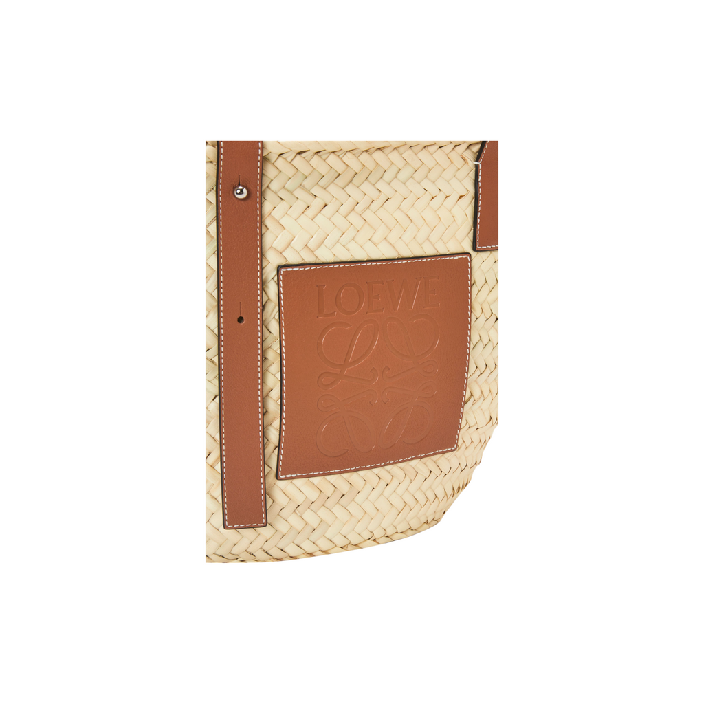 Medium Basket bag in palm leaf and calfskin