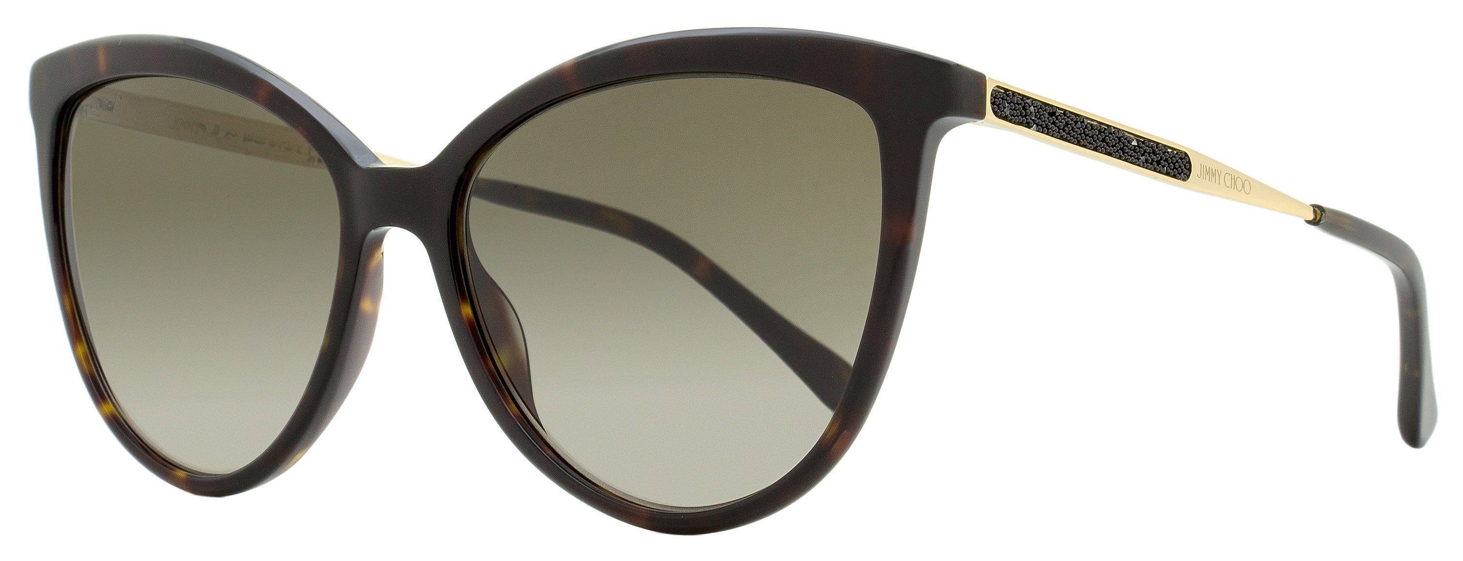 Jimmy Choo Cat Eye Sunglasses Belinda 086HA Havana/Gold 56mm Havana Gold