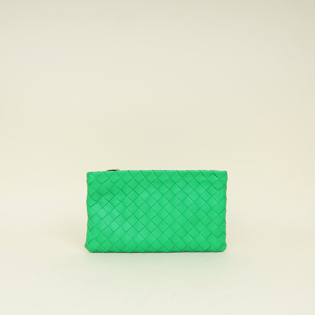 Bottega Veneta Parakeet Intrecciato Small Zip Pouch