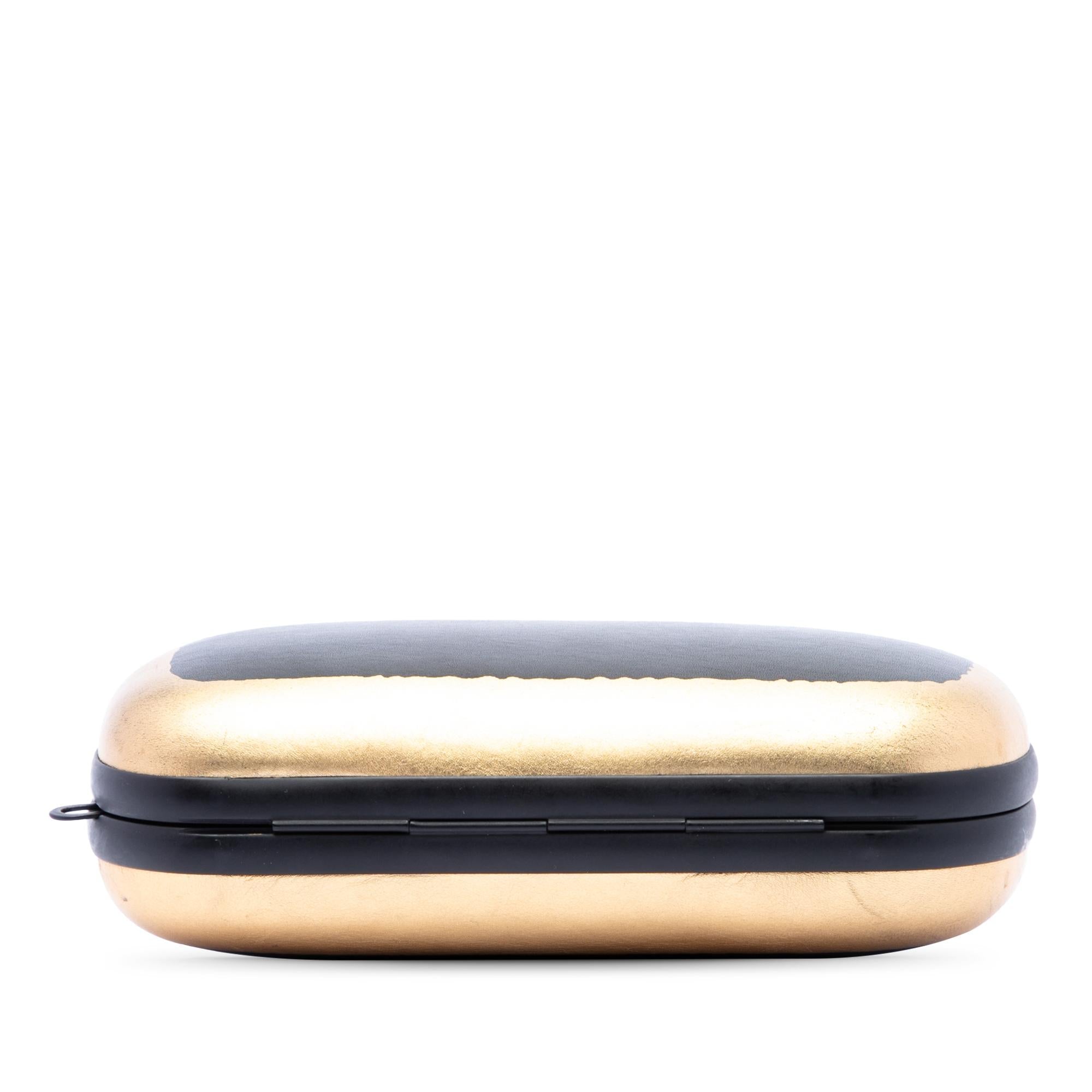 Bottega Veneta Bicolor Gilded Waxed Leather Knot Clutch with Chain