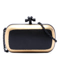 Bottega Veneta Bicolor Gilded Waxed Leather Knot Clutch with Chain