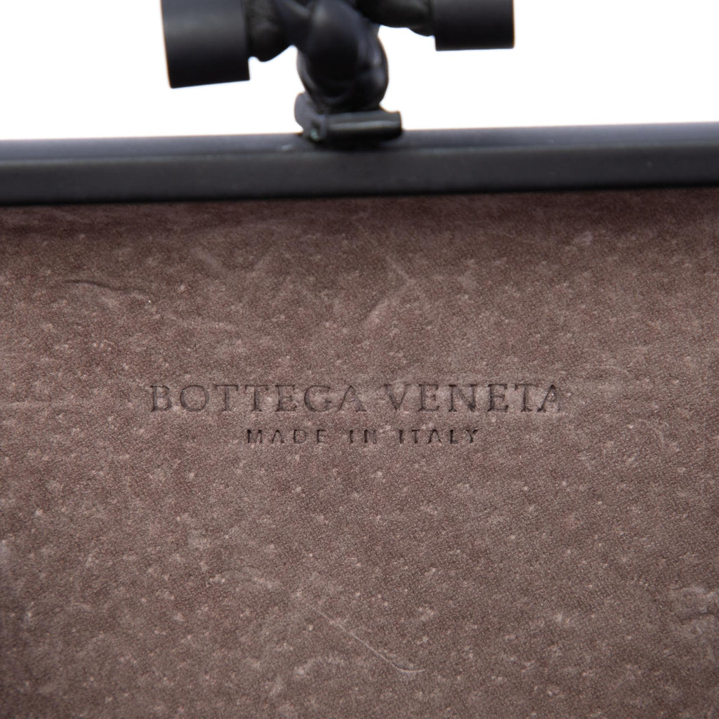Bottega Veneta Bicolor Gilded Waxed Leather Knot Clutch with Chain