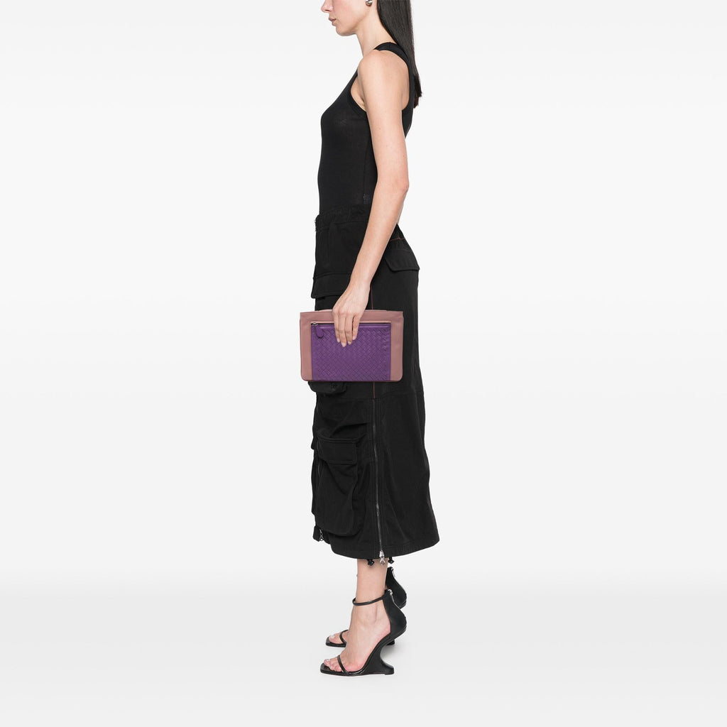 Bottega Veneta Bicolor Nappa Intrecciato Wristlet Clutch