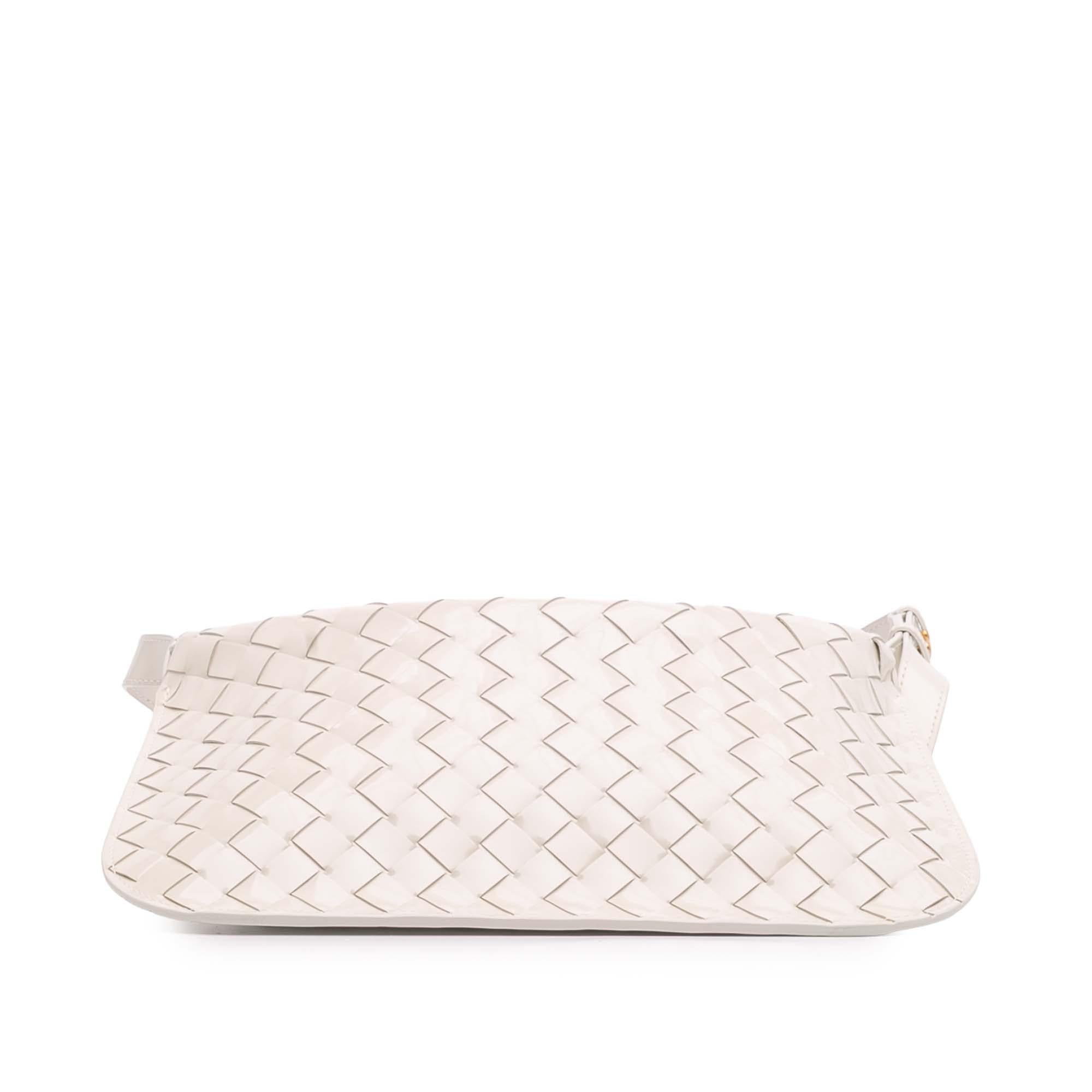 Bottega Veneta Brushed Calfskin Intrecciato Cradle Fold Over Shoulder Bag