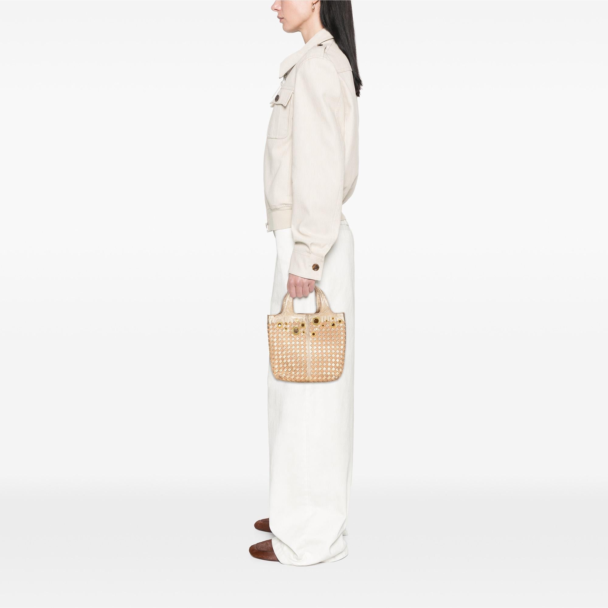 Bottega Veneta Calfskin Intrecciato Grommet Handbag