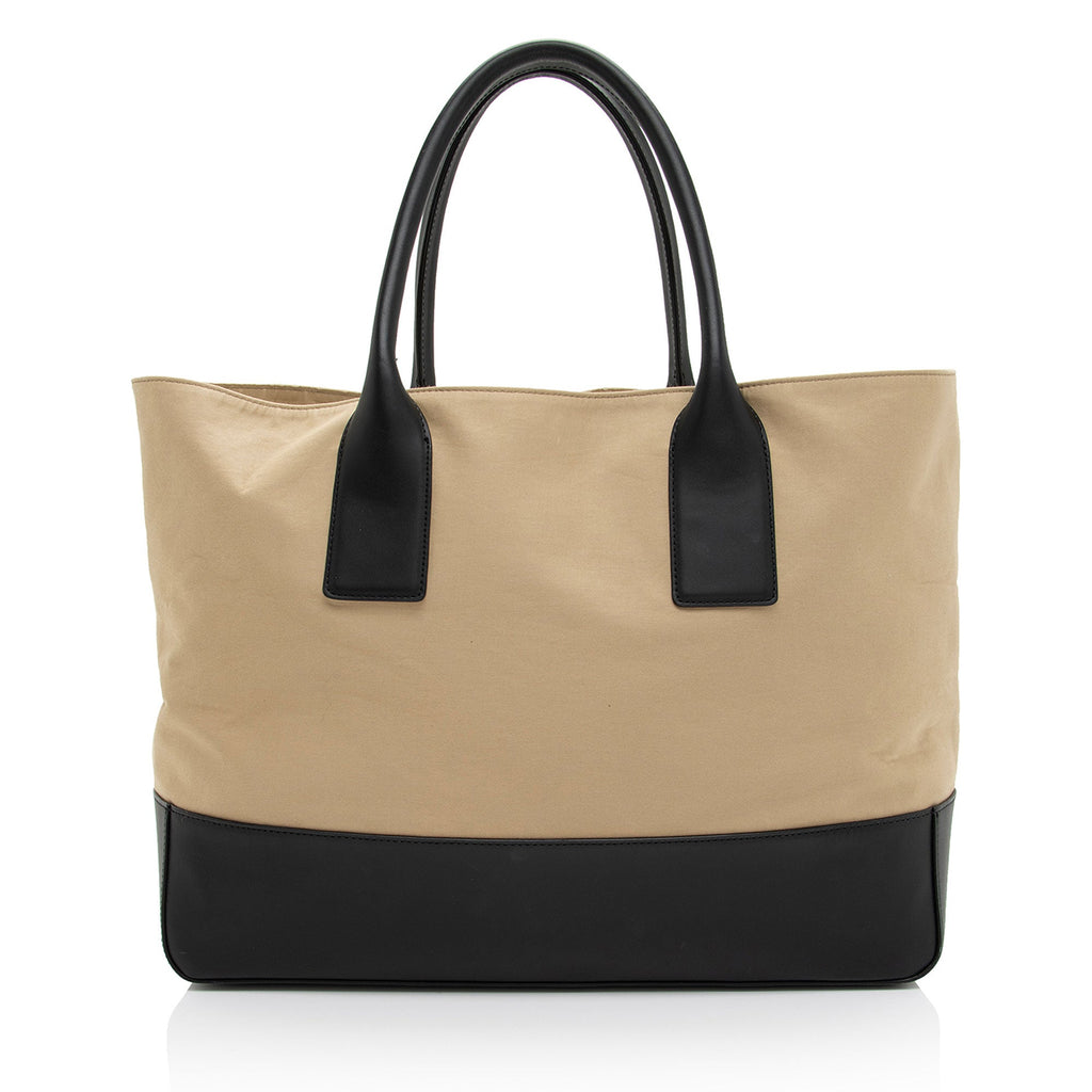 Bottega Veneta Canvas Calfskin Two Tone Tote