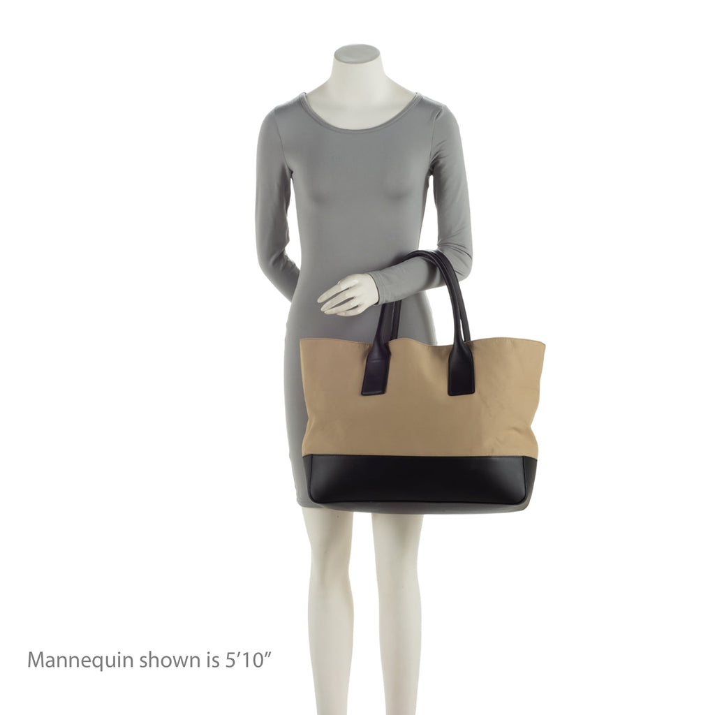 Bottega Veneta Canvas Calfskin Two Tone Tote