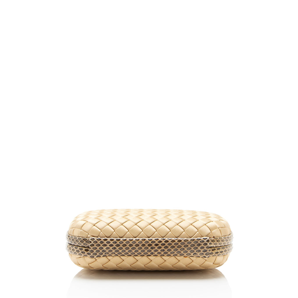 Bottega Veneta Intrecciato Satin Ayers Snakeskin Knot Clutch