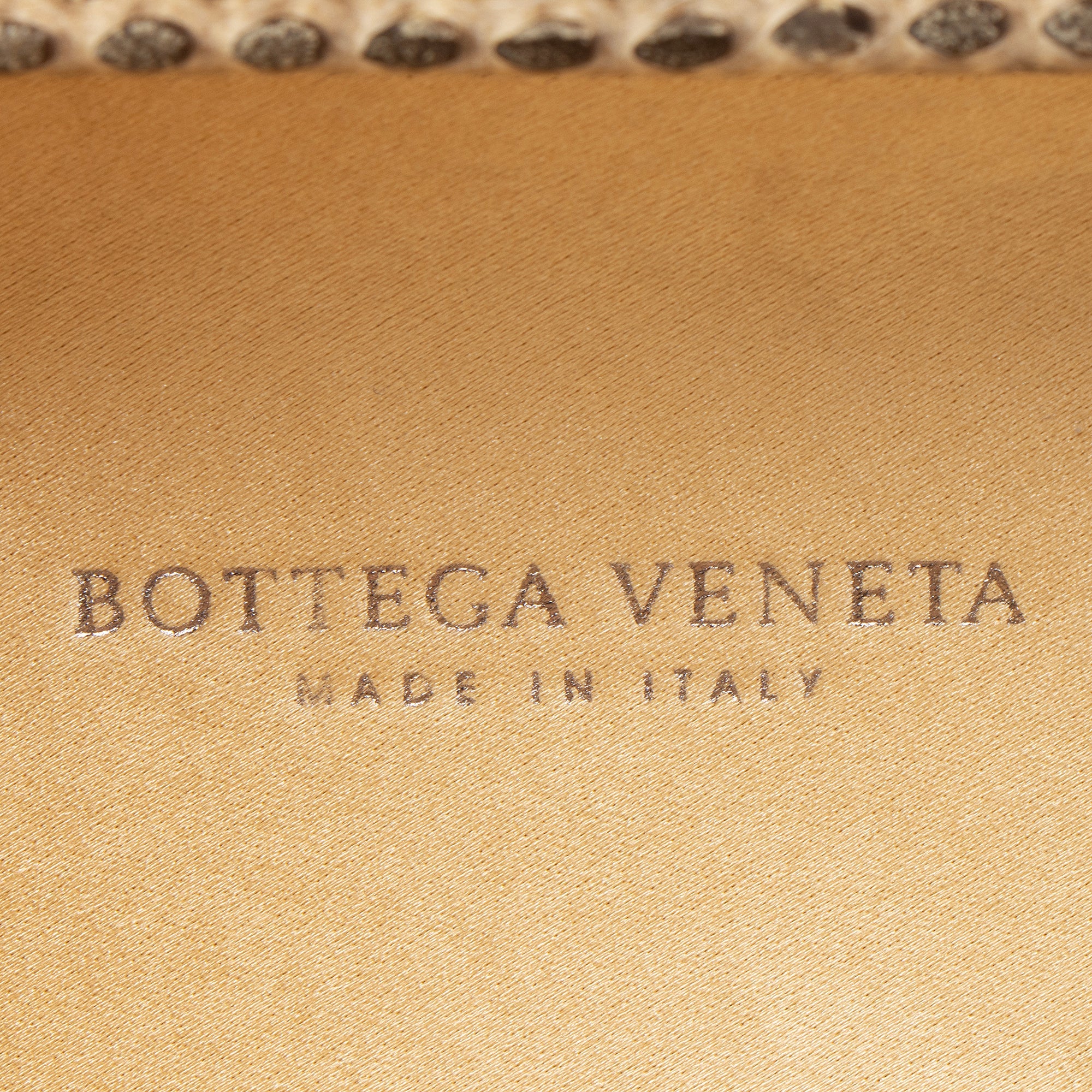 Bottega Veneta Intrecciato Satin Ayers Snakeskin Knot Clutch