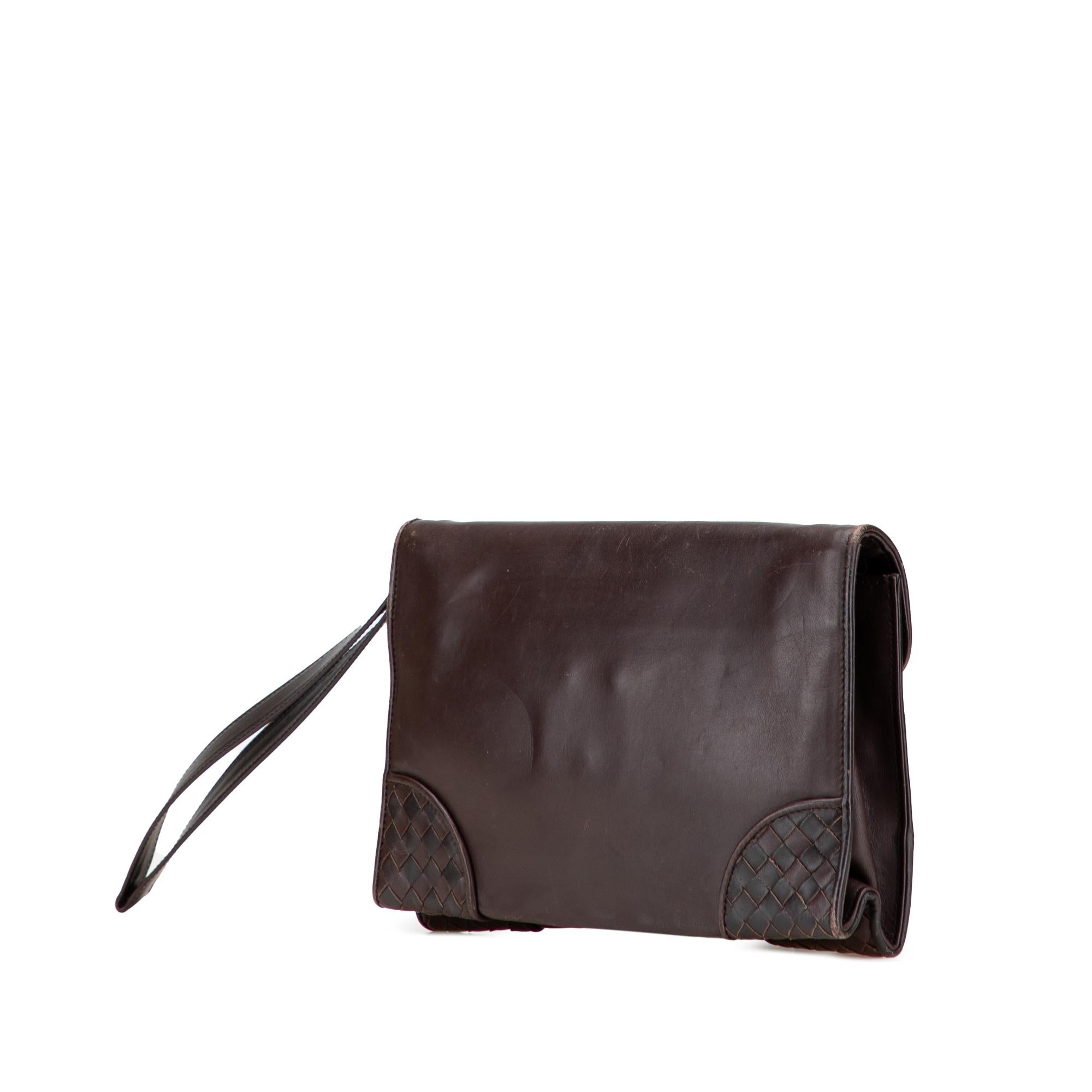 Bottega Veneta Intrecciato Trimmed Leather Clutch