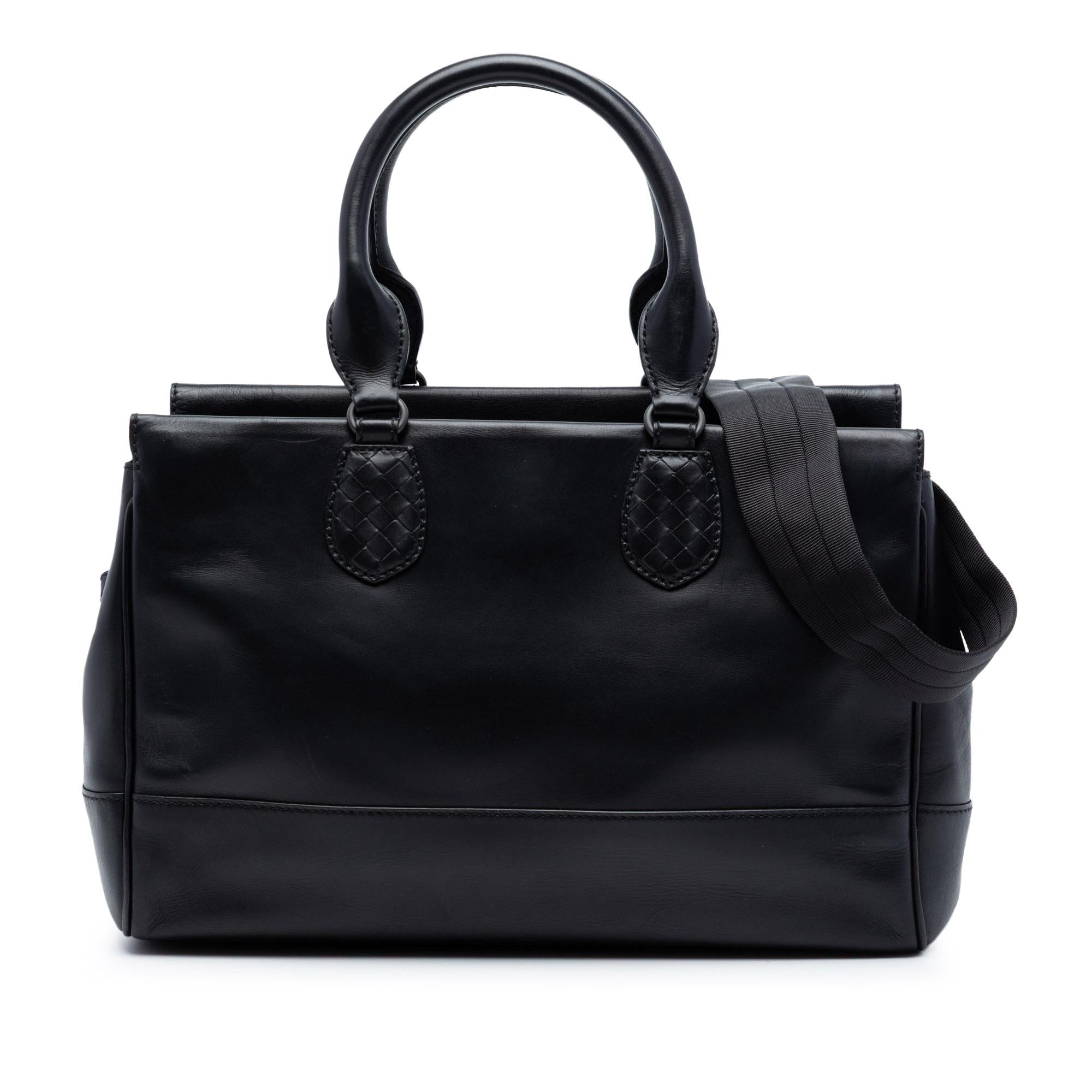 Bottega Veneta Intrecciato Trimmed Leather Ducale Top Handle Bag