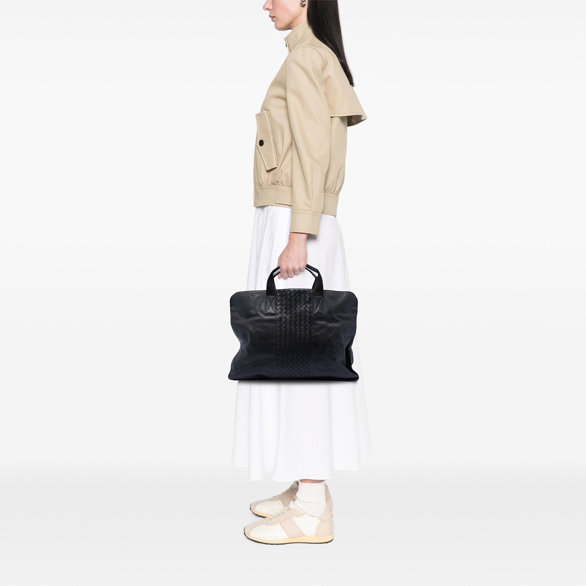 Bottega Veneta Intrecciato Trimmed Leather Soft Briefcase