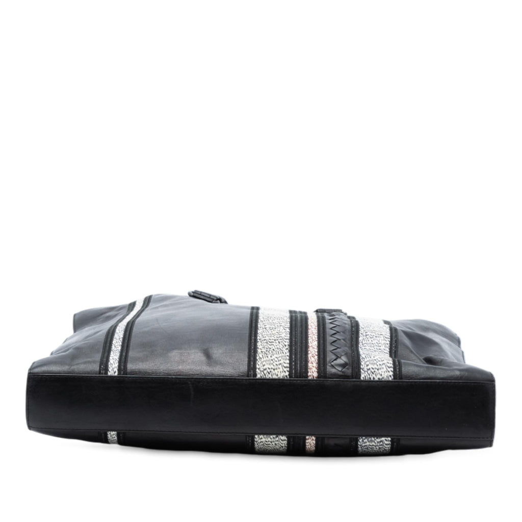 Bottega Veneta Intrecciato Trimmed Nappa Vertical Stripe Tote