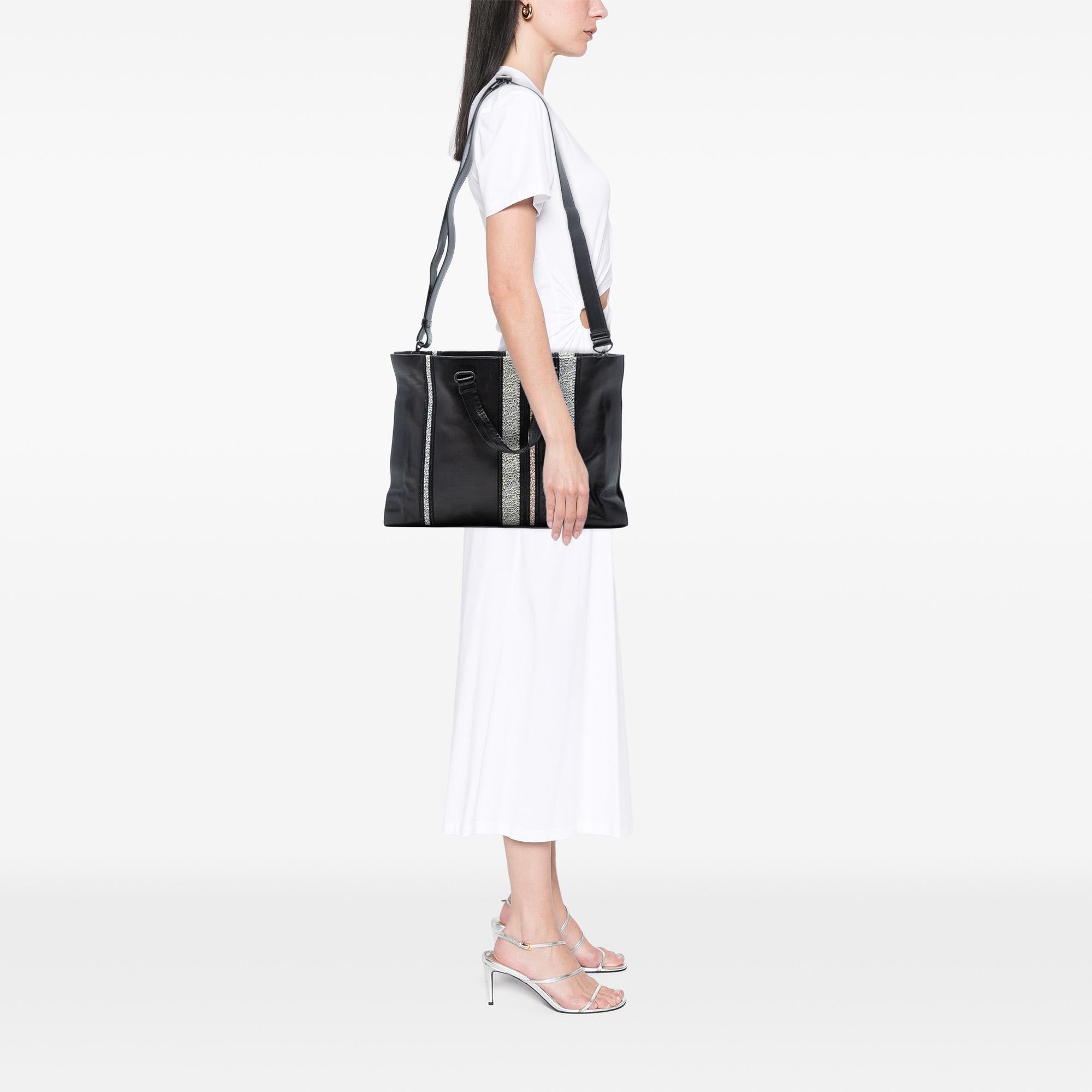 Bottega Veneta Intrecciato Trimmed Nappa Vertical Stripe Tote