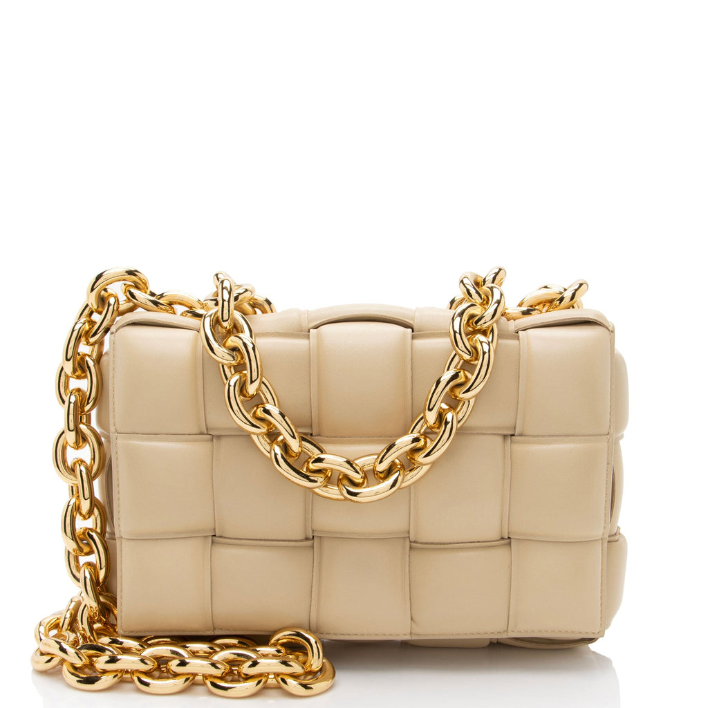 Bottega Veneta Lambskin Cassette Chain Maxi Shoulder Bag