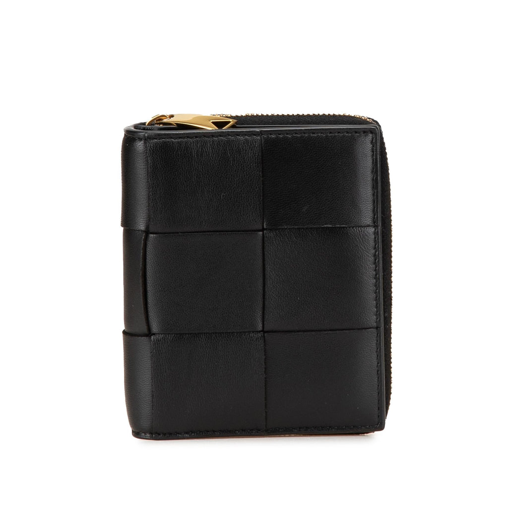 Bottega Veneta Lambskin Maxi Intreccio Cassette Bifold Zip Wallet