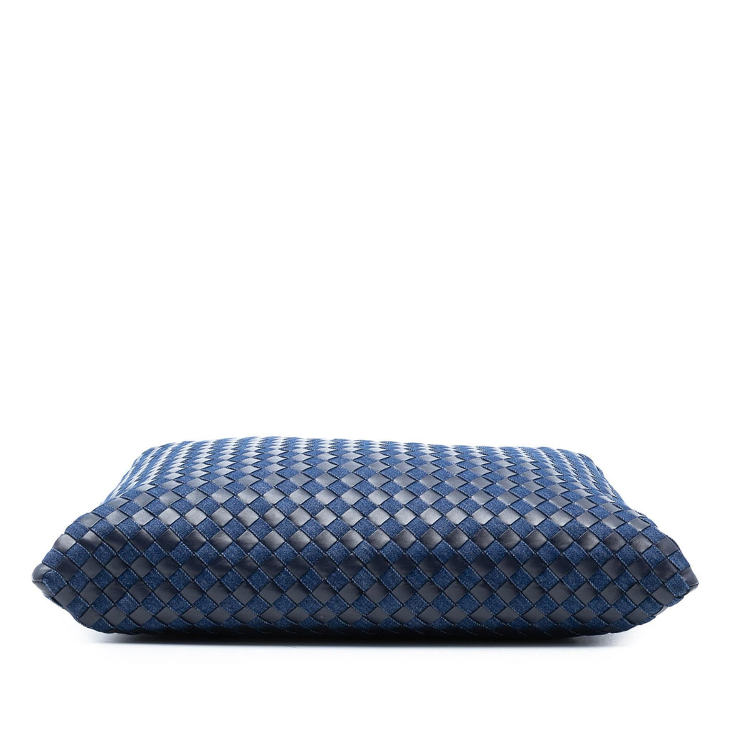 Bottega Veneta Large Calfskin and Denim Intrecciato Hop Hobo